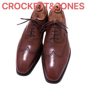 446.CROCKETT&JONES クロケットアンドジョーンズ × ポールスミス 別注品 ウィングチップ ビジネスシューズ レザーシューズ ブラウン8.5E