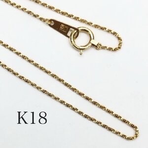 美品 K18 ネックレス 約2.6ｇ 約40㎝ 18金 750 18Ｋ 貴金属 刻印 レディース チェーン アクセサリー ジュエリー