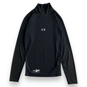 UNDER ARMOUR アンダーアーマー 長袖 プリント ロゴ コンプレッション シャツ 着圧 ハイネック トレーニングウェア インナー MD ブラック