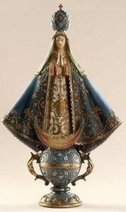 サン・ファン・デ・ロス・ラゴスのブルーとゴールド色の聖母マリア 彫像置物 彫刻/ メキシコ 聖母マリアの奇跡（輸入品）