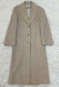 MaxMara　マックスマーラ　最高級　白タグ　イタリア製　シルク混　ウールコート　ロング丈　38号　レディース　Mサイズ　ベージュ　正規品