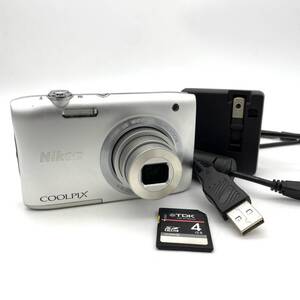 AY1737■【シャッター・フラッシュ確認OK】NIKON ニコン COOLPIX S2900 クールピクス コンパクト デジタルカメラ シルバー 充電器 SDカード