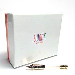 【swlp11】新品　SWANK　スワンク　ピンズ　ラペルピン　万年筆　ペン先　ニブ　ゴールド