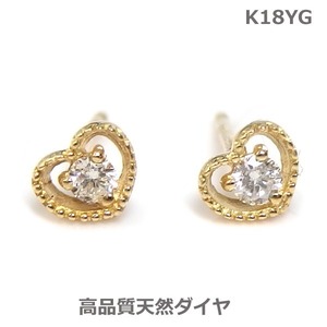 【送料無料】K18YGダイヤハートピアス■8147