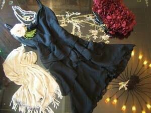 11号 Lサイズ 黒　ドレス　ワンピース　スパンコール　ラメ　　キャバ　結婚式　パーティー　発表会　新品　黒　ブラック　フリル