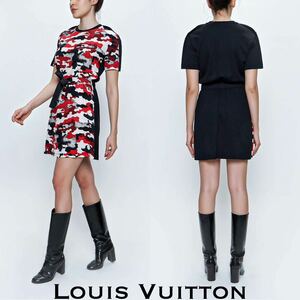 2018.Resort■未使用■Louis Vuitton/ルイ・ヴィトン_ワンピース/ドレス 半袖・カモフラ・ダイダイ リボン 最高級 日本仕様