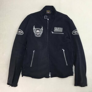 ■VANSON バンソン シングルライダース ストレッチライダース ジャンパー ジャケット パーカー 綿 ドクロ ブラック メンズ L /0.96kg■