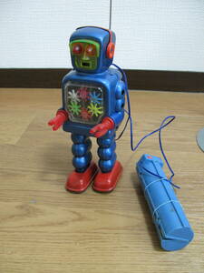 激レア！　完動品　吉屋 HIGH-WHEEL ROBOT 電動リモコン ブリキ ロボット ブルー 全高22cm / KO フィギュア 玩具 昭和レトロ 当時物