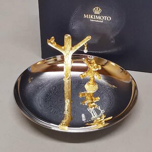 MIKIMOTO ミキモト ジュエリートレイ アクセサリートレイ パール 真珠 熊 直径約12cm 小物入れ 小皿 トレー 元箱入 Z6175