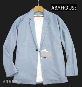 新品 ☆ アバハウス ABAHOUSE　接触冷感 薄手 カジュアル ジャケット　48/L　サックスブルー　テーラード 清涼感 ゴルフにも◎