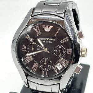 稼動品 EMPORIO ARMANI エンポリオ・アルマーニ クロノグラフ クォーツAR1401 Ceramica 腕時計 パープル系 LB5