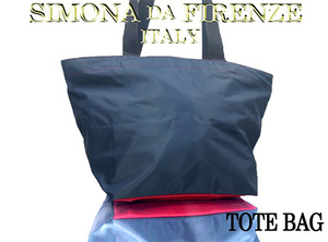 格安～ SIMONA DA FIRENZE ショルダー トートバッグ 紺 / 赤 ツートンカラー 日時指定無しで送料440円