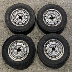 送料無料　145R12 6PR LT 2022年製　中古スタッドレス　鉄ホイール付き　12x4J 100/4H ET40 【4本価格】1円〜AG645