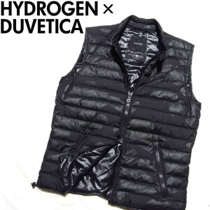 HYDROGEN x DUVETICA 迷彩 カモフラ ダウンベスト 52 黒 ブラック ハイドロゲン デュベティカ