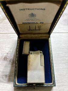 dunhill 70 ダンヒル ライター 箱入り イギリス製 ガスライター シルバー 　純正箱付き 清Y0132-20