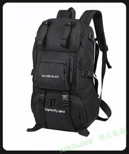 新品リュック バックパック 55L 大容量 多機能 丈夫 頑丈 通学 登山 旅行 1泊 宿泊 撥水 防災 ブラック LD617