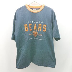 ◇ WEGO NFL アメフト　CHICAGO BEARS チーム ロゴ　刺繍 半袖 Ｔシャツ カットソー Lサイズ ネイビー メンズ E