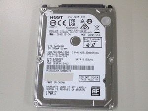 HGST 1TB 36560時間 HTE541010A9E680 日立 HDD 2.5インチ