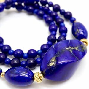 ◆K18 天然ラピスラズリネックレス◆O 約18.6g 約40.0cm lapis lazuli jewelry necklace DE0/DH0