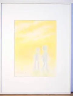 絵画　作者不詳　サイン有　パステル画4号　夕暮れ　逸品　K187