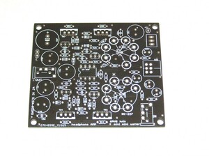 6AV6 twin ヘッドホンアンプ基板。 「6AV6+ op amp buffer +2 stage booster」　 p,c,b . 出力370mW。　 dc12.6v。 :RK-227