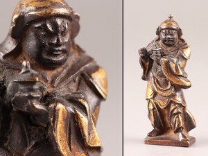 仏教美術 古銅造 鍍金 毘沙門天 仏像 豆仏 古作 時代物 極上品 初だし品 C7469