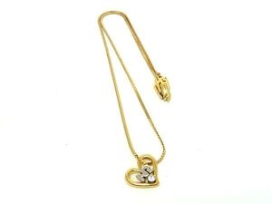 ■極美品■ NINA RICCI ニナリッチ ラインストーン ハート ネックレス ペンダント アクセサリー レディース ゴールド系 DG0936