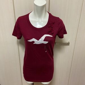 新品　Hollister　ホリスター　半袖Tシャツ　ボルドー　リボン　Mサイズ　2000円より値下げ