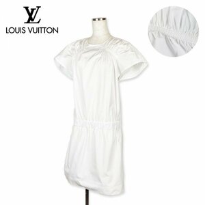 ★美品★Louis Vuitton ルイ・ヴィトン フレンチスリーブ ドレープ チュニック ワンピース サイズ34(Sサイズ)ホワイト 白 クリーニング済み