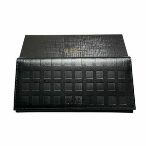 ［送料無料］ 新品 ダックス 長財布 牛革 DAKS Checker emboss チェッカーエンボス 長財布 小銭入れあり 黒 レザー