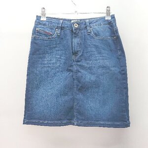 ◇ HILFIGER DENIM デニム生地 綿リヨセル混合生地 カジュアル 無地 ミニ タイト スカート サイズS ブルー レディース E