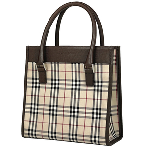 バーバリー BURBERRY チェック柄 ハンドバッグ ノバチェック ハンドバッグ キャンバス ベージュ ブラウン レディース 【中古】