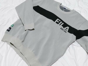 WFA11★2024年秋冬モデル★サンプル品★FILA GOLF★長袖丸首セーター軽量ニット★L/GY