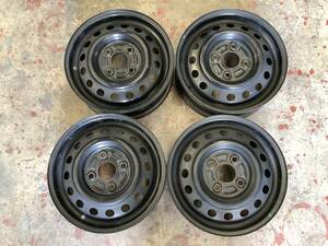 13インチ鉄ホイール　13x4.00B ハブ径54 PCD100 中古品　4本セット