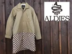 aldies コート　ジャケット　チェック　切り替え　トレンチコート　xs