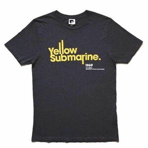 THE BEATLES ビートルズ Yellow Submarine イエローサブマリン ロゴ プリント Tシャツ 半袖 霜降りダークグレー×イエロー size S ロックT