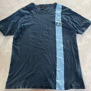 PAUL SMITH ポールスミス ネイビー カットソー 半袖Tシャツ M Tシャツ プリント メンズ Ｙ