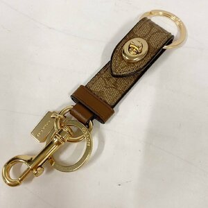 【極美品】COACH キーリング F49314＜小物＞コーチ キーホルダー シグネチャー ゴールド金具 ブランド ベージュアクセサリー ファッション