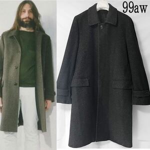 至高/最初期/99aw/Maison Martin Margiela10/マルタンマルジェラ/比翼バルマカンコート/ステンカラー/黒/ウール/46/本人期/アーティザナル 