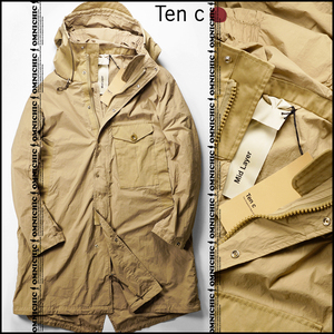 人気のMid Layer■新品15.4万【 TEN C 】テンシー/イタリア製 高密度ナイロンxULTRA SUEDE フィッシュテールフィールドモッズコート54 XXL