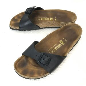 ビルケンシュトック/BIRKENSTOCK★レザー/コンフォートサンダル【38/24.5/黒×茶/BLACK×BROWN】ドイツ製/Shoes/sandal◆Q-529