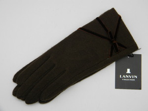 ◆ LANVIN ◆ ランバン こげ茶色 手袋 リボン 