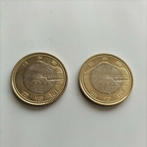 【未使用品】静岡県2枚　地方自治法施行60周年記念　500円硬貨　バイカラー　クラッド　平成記念硬貨