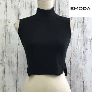 EMODA　エモダ　ミニハイネックトップ　Fサイズ　ブラック　両脇の裾のチビハイネック　脇の裾カッティングで肌見せ　S5.2-221　USED