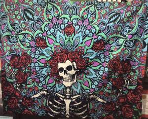 新品未開封★Grateful Dead フリース ブランケット 125×150cm★グレイトフル・デッド スカル&薔薇 Steal your face 毛布