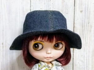 デニムクロッシェ　ネオブライス　ハンドメイド　　帽子　ハット　キャップ ２９　Blythe アウトフィット 