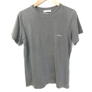 美品 BALENCIAGA バレンシアガ ミニロゴ プリント 半袖 クルーネック カットソー Tシャツ 518315 小さいサイズ XS グレー ◆