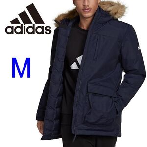 新品 M adidas アディダス フーデッド 中綿パデッド ジャケット 撥水 防寒 ネイビー メンズ 定価16,500円