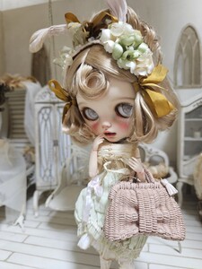 *SUzuHirO..DolL* new item 2way がま口りぼんバック ブライス Blythe アウトフィット ドール 1/6 ミニチュア