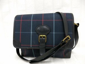 ◆美品◆BURBERRY バーバリー◆チェック◆PVC カーフ レザー 本革◆ショルダー バッグ◆ネイビー ブラック G金具◆ヴィンテージ◆A7163